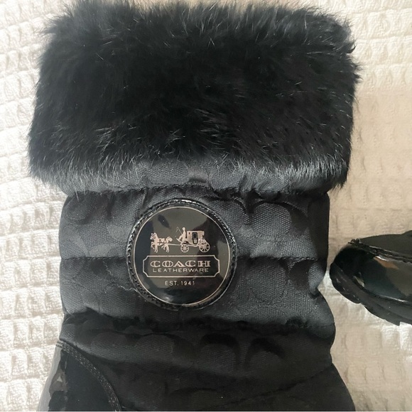 Coach black logo fur trim winter boots size 8.5 - Picture 8 of 11
